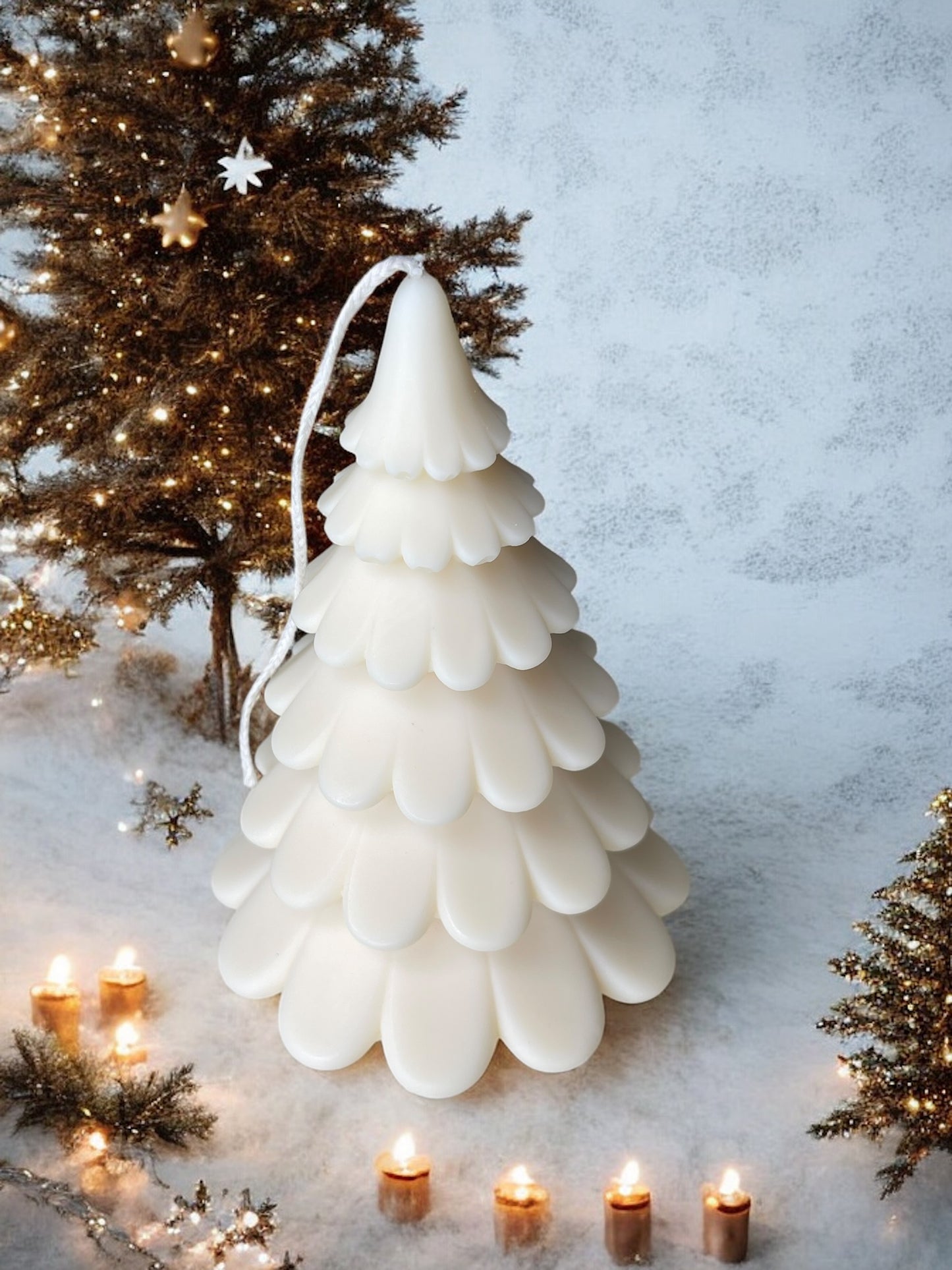 DECORATIVE CANDLE - LARGE LEAFY TIERED CHRISTMAS TREE