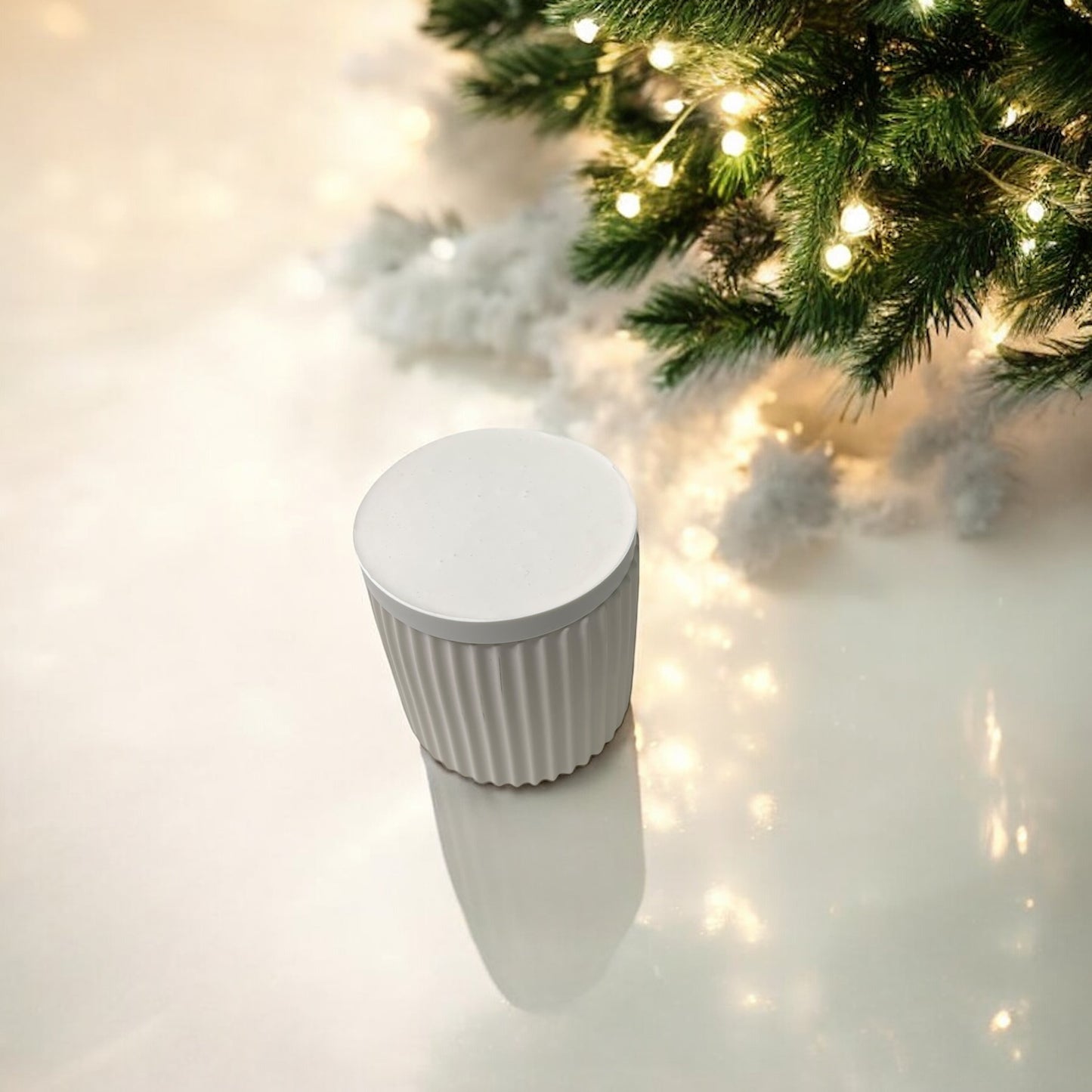 JESMONITE CANDLE - SMALL RIBBED CANDLE WITH LID