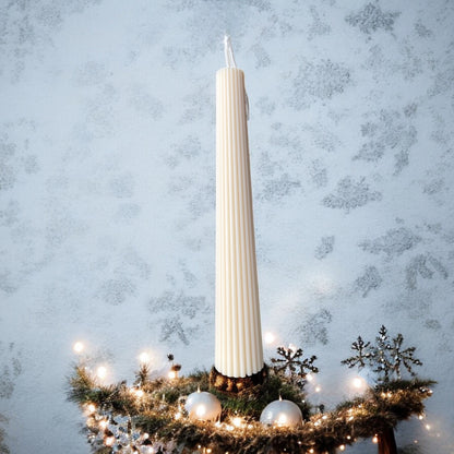 DECORATIVE CANDLE - RIBBED WIDE CHRISTMAS PILLAR CANDLE