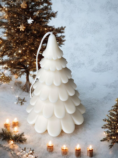 DECORATIVE CANDLE - LARGE LEAFY TIERED CHRISTMAS TREE
