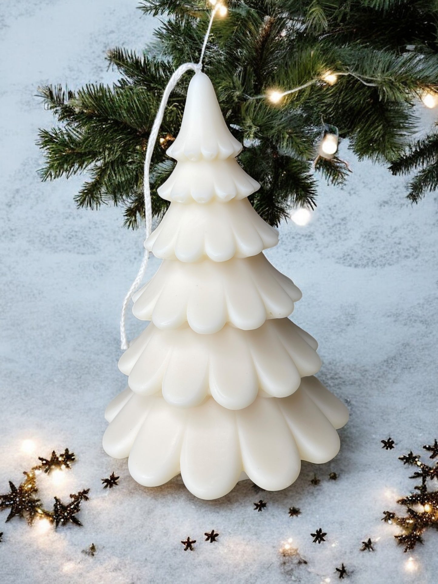 DECORATIVE CANDLE - LARGE LEAFY TIERED CHRISTMAS TREE