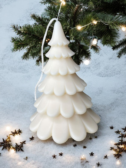 DECORATIVE CANDLE - LARGE LEAFY TIERED CHRISTMAS TREE