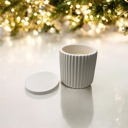 JESMONITE CANDLE - SMALL RIBBED CANDLE WITH LID