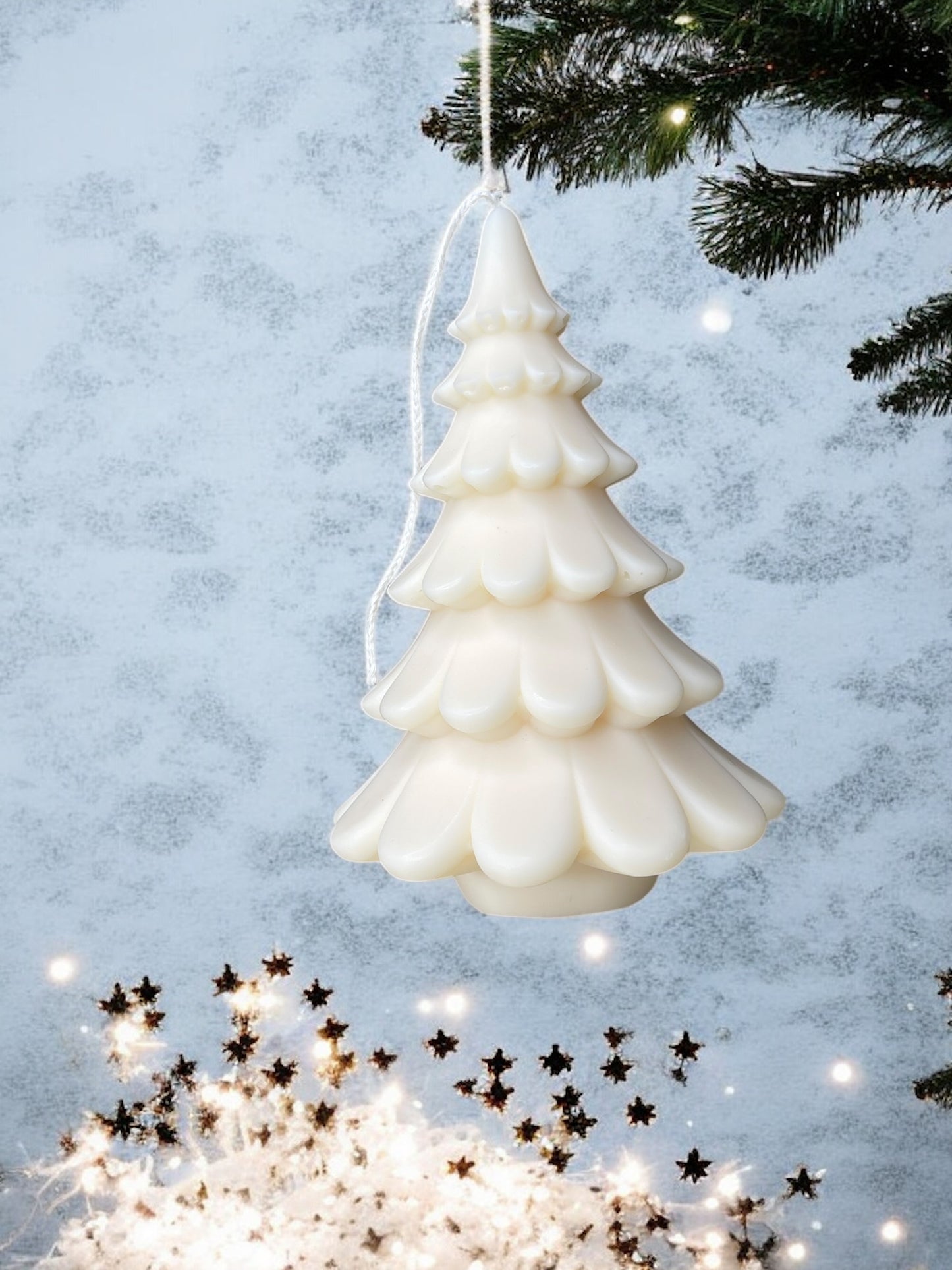 DECORATIVE CANDLE - LARGE LEAFY TIERED CHRISTMAS TREE